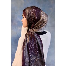 Moda Mevsimi Ipekhan Desenli Hint Ipeği Şal 5002-15 Mürdüm