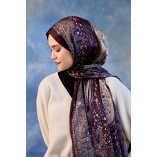 Moda Mevsimi Ipekhan Desenli Hint Ipeği Şal 5002-15 Mürdüm