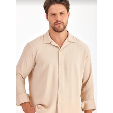 Erkek Oversize Bej Gömlek