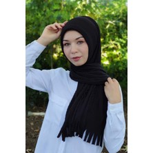 Moda Mevsimi Pratik Piliseli Pamuk Hazır Şal Siyah
