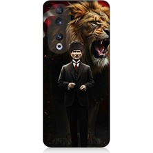 Huawei Honor 90 Uyumlu Aslan ve Atatürk Gücü  Desenli Silikon Kılıf