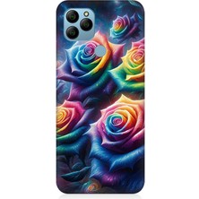 General Mobile Gm 21 Uyumlu Gökkuşağı Güllerin Patlaması  Desenli Silikon Kılıf