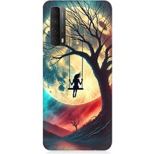 Huawei P Smart 2021 Uyumlu Ay Altında Salıncak Sessizliği  Desenli Silikon Kılıf