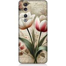 Huawei Honor 90 Uyumlu Yumuşak Fırça Lale Tonları  Desenli Silikon Kılıf