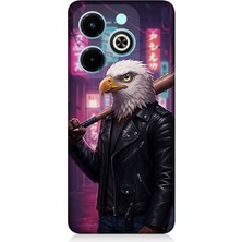 Infinix Hot 40I Uyumlu Sokakta Deri Ceketli Kartal  Desenli Silikon Kılıf