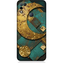 Infinix Hot 10 Play Uyumlu Altın Ay ve Yıldızlar  Desenli Silikon Kılıf