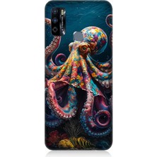 Infinix Hot 9 Uyumlu Derinliklerde Sekiz Kol Ahtapot  Desenli Silikon Kılıf