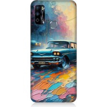 Infinix Hot 9 Uyumlu Renkli Yol Üzerinde Araba  Desenli Silikon Kılıf