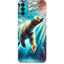 General Mobile Gm 21 Plus Uyumlu Suda Dans Eden Ayı  Desenli Silikon Kılıf