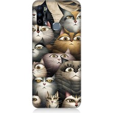 Infinix Hot 9 Uyumlu Meraklı Gözlü Kediler  Desenli Silikon Kılıf