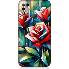 Infinix Hot 10 Play Uyumlu Soyut Origami Gül Deseni  Desenli Silikon Kılıf