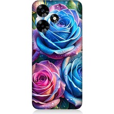Infinix Hot 30 Uyumlu Gökkuşağı Renkli Güller  Desenli Silikon Kılıf
