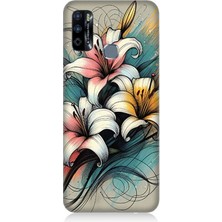 Infinix Hot 9 Uyumlu Yumuşak Hatlı Zambaklar  Desenli Silikon Kılıf