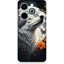 Infinix Hot 40I Uyumlu Dolunayda Gururlu Kurt  Desenli Silikon Kılıf