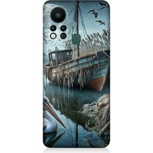 Infinix Hot 11S Uyumlu Ay Işığında Eski Gemi  Desenli Silikon Kılıf