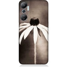 Infinix Hot 20 Uyumlu Siyah Beyaz Çiçek Sadeliği  Desenli Silikon Kılıf