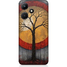 Infinix Hot 30I Uyumlu Sarı Kırmızı Ağaç Gölgesi  Desenli Silikon Kılıf