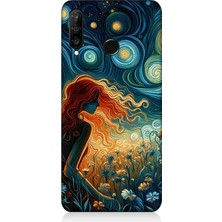 Huawei P30 Lite Uyumlu Yıldızlarla Uyuyan Kadın  Desenli Silikon Kılıf