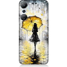 Infinix Hot 20 Uyumlu Yağmurda Sarı Şemsiye Altında  Desenli Silikon Kılıf
