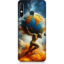 Infinix Hot 8 Uyumlu Dünyayı Taşıyan Atlas  Desenli Silikon Kılıf