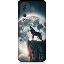 Huawei Honor 90 Uyumlu Dolunayda Uluyan Kurt  Desenli Silikon Kılıf