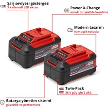 Einhell PXC Twinpack 5.2 Ah Power X-Change Akü (Li-Ion, 18 V, 2 x 5.2 Ah, Tüm Power X-Change cihazları ile uyumlu, Aktif Akü Yönetim Sistemi, Özel Şarj Döngüleri) - 4511526