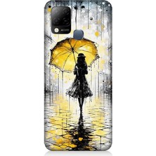 Infinix Hot 10T Uyumlu Yağmurda Sarı Şemsiye Altında  Desenli Silikon Kılıf