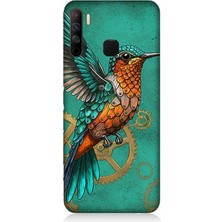 Infinix 5s Lite Uyumlu Turkuaz Zeminde Sinek Kuşu  Desenli Silikon Kılıf