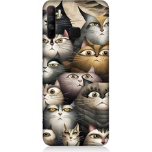 Infinix 5s Lite Uyumlu Meraklı Gözlü Kediler  Desenli Silikon Kılıf