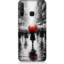 Infinix 5s Lite Uyumlu Kırmızı Şemsiyeli Yalnızlık  Desenli Silikon Kılıf