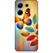 Infinix Note 30 Uyumlu Renkli Yapraklı Kelebek Uçuşu  Desenli Silikon Kılıf