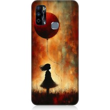 Infinix Hot 9 Uyumlu Balonlu Küçük Kız  Desenli Silikon Kılıf