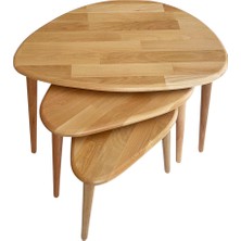 Faw Decor 3'lü Zigon Sehpa %100 Masif Doğal Ahşap Asimetrik Naturel Modern Misafir Yan Sehpa Seti