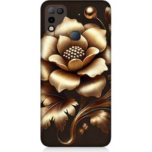 Infinix Hot 11 Play Uyumlu Altın Işıklı Zarif Çiçek  Desenli Silikon Kılıf