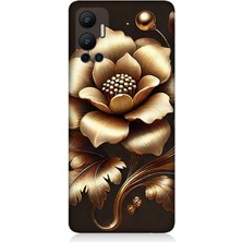 Infinix Hot 12 Uyumlu Altın Işıklı Zarif Çiçek  Desenli Silikon Kılıf
