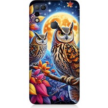 Infinix Hot 10 Play Uyumlu Dallarda Bilge Baykuşlar  Desenli Silikon Kılıf