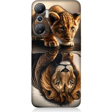 Infinix Hot 20 Uyumlu Aslana Bakan Yavru  Desenli Silikon Kılıf