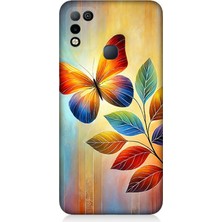 Infinix Hot 11 Play Uyumlu Renkli Yapraklı Kelebek Uçuşu  Desenli Silikon Kılıf