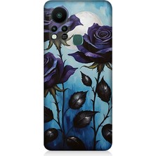 Infinix Hot 11S Uyumlu Mavi Güller Hüznü  Desenli Silikon Kılıf