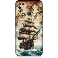 Infinix Hot 10 Play Uyumlu Haritada Yelkenli Macera  Desenli Silikon Kılıf