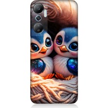 Infinix Hot 20 Uyumlu Yuvalarında Sevimli Penguenler  Desenli Silikon Kılıf