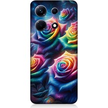 Infinix Note 30 Uyumlu Gökkuşağı Güllerin Patlaması  Desenli Silikon Kılıf