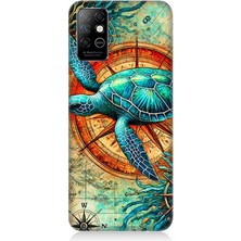 Infinix Note 8 Uyumlu Pusulada Deniz Kaplumbağası  Desenli Silikon Kılıf