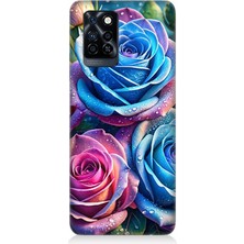 Infinix Note 10 Pro Uyumlu Gökkuşağı Renkli Güller  Desenli Silikon Kılıf