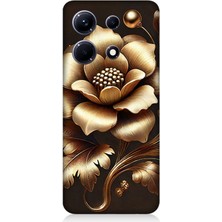 Infinix Note 30 Uyumlu Altın Işıklı Zarif Çiçek  Desenli Silikon Kılıf