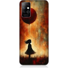 Infinix Note 8 Uyumlu Balonlu Küçük Kız  Desenli Silikon Kılıf