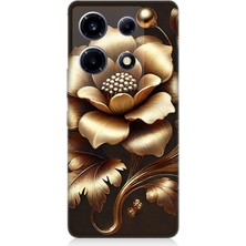Infinix Note 30 Vip Uyumlu Altın Işıklı Zarif Çiçek  Desenli Silikon Kılıf