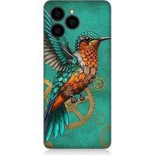 Omix X6 Uyumlu Turkuaz Zeminde Sinek Kuşu  Desenli Silikon Kılıf