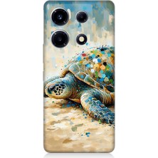 Infinix Note 30 Vip Uyumlu Fırça Darbesiyle Deniz Kaplumbağası  Desenli Silikon Kılıf