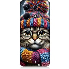 Infinix Note 30 Uyumlu Bereli Gözlüklü Tatlı Kedi  Desenli Silikon Kılıf
